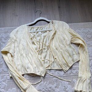 FROM JAPAN Butter Yellow Ruched Tie-Top